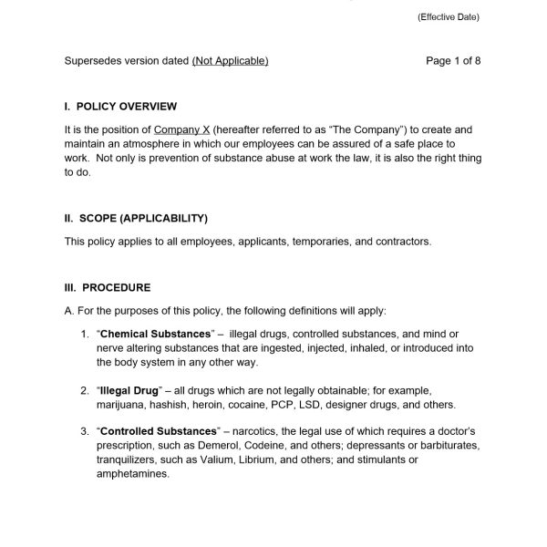 Substance Abuse Policy