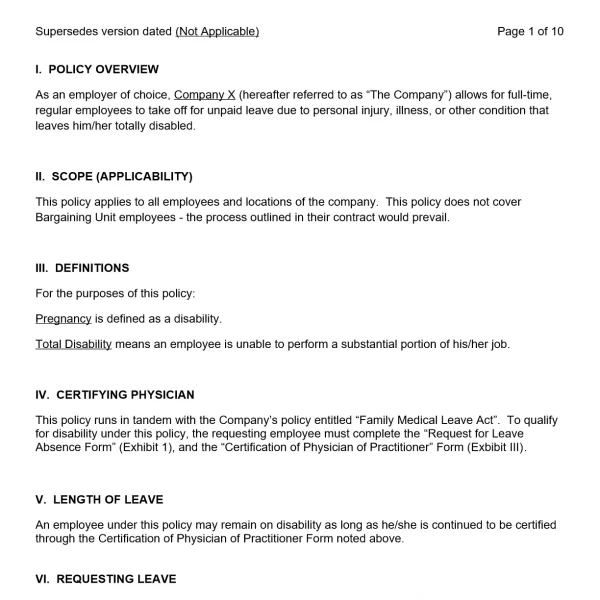 Leave of Absence & Disability Policy