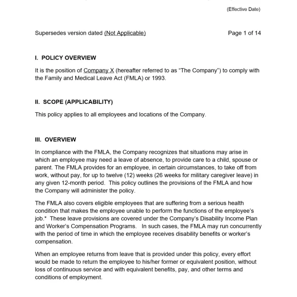 Family Medical Leave Act (FMLA)