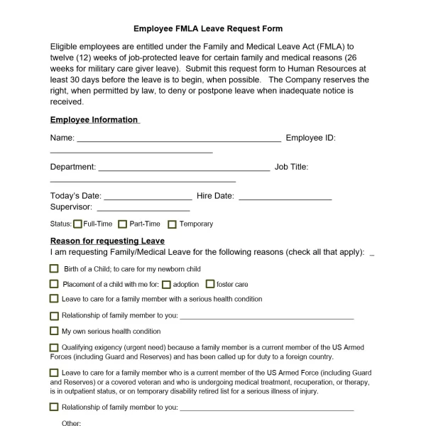 Family Medical Leave Act (FMLA) Form