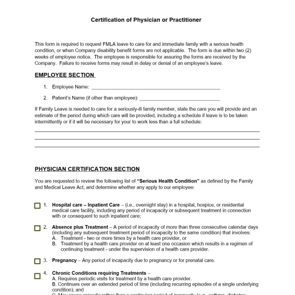 Family Medical Leave Act (FMLA) Form