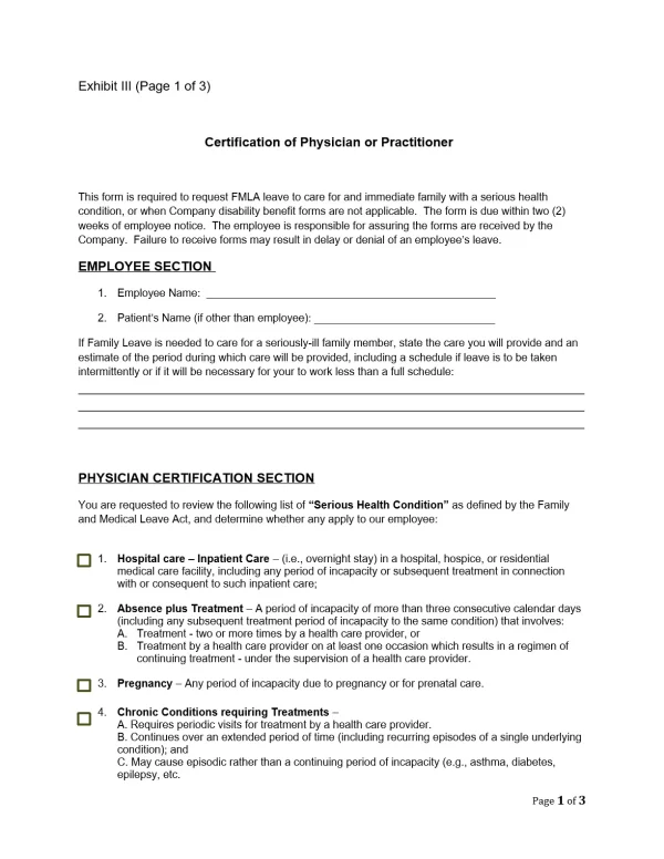 Family Medical Leave Act (FMLA) Form