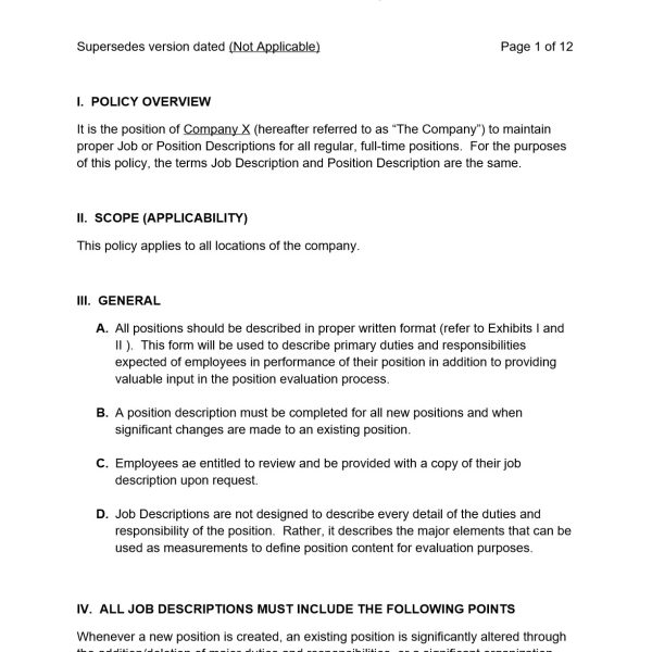 Job Position Descriptions