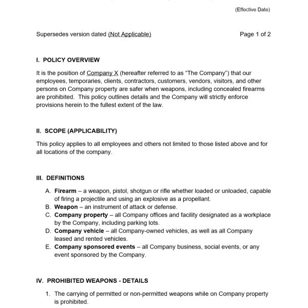 Weapon-Free Workplace Policy