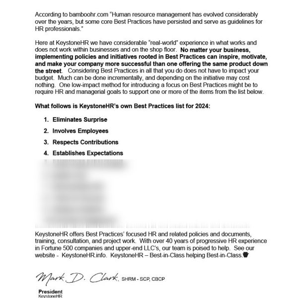 KeystoneHR List of Best Practices 2024