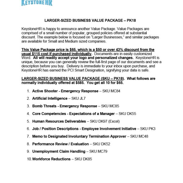 Larger-Sized Business Value Package