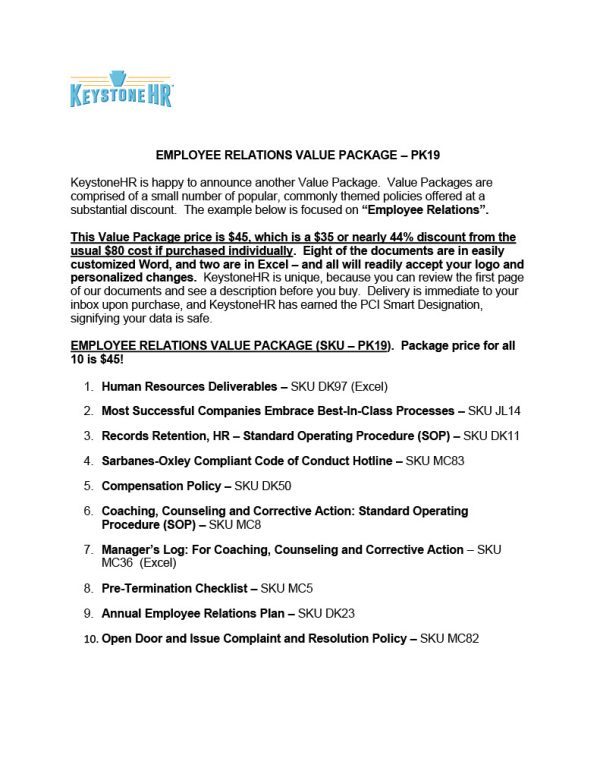 Employee Relations Value Package