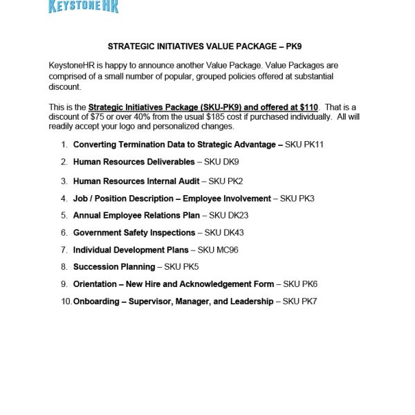 Strategic Initiatives Value Package