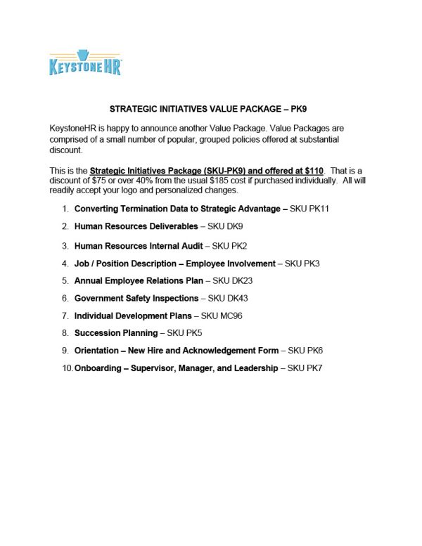 Strategic Initiatives Value Package